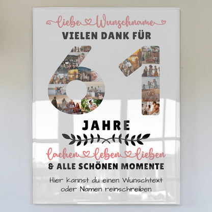 Acrylglasbild Personalisiert 61 Geburtstag Für Papa Mama Bruder & Schwester