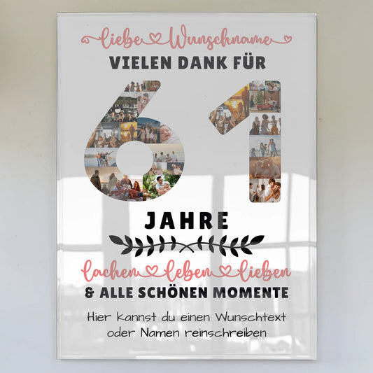 Acrylglasbild Personalisiert 61 Geburtstag Für Papa Mama Bruder & Schwester