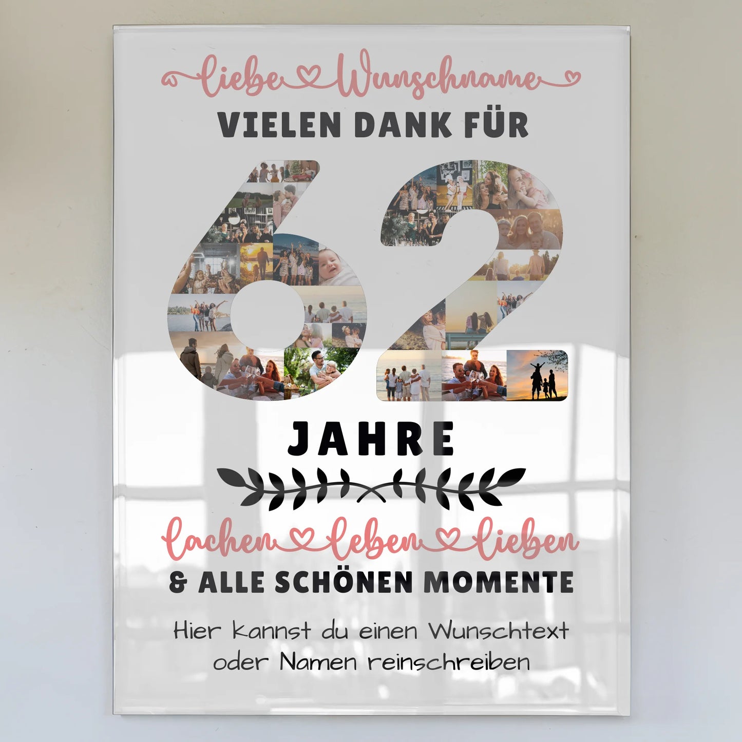 Acrylglas Bild Personalisiert 62 Geburtstag Für Bruder Schwester Papa & Mama