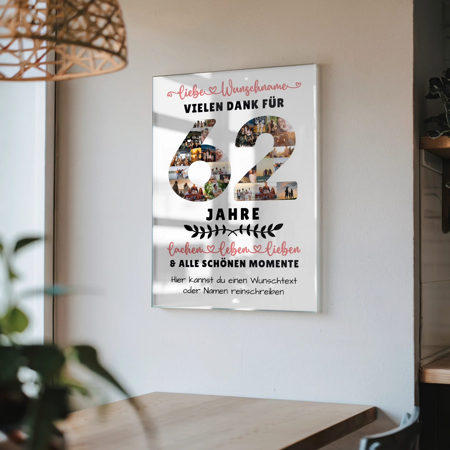 Acrylglas Bild Personalisiert 62 Geburtstag Für Bruder Schwester Papa & Mama