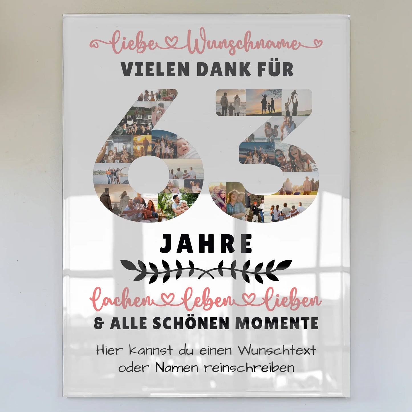 Acrylglas Wandbild Personalisiert 63 Geburtstag Für Bruder Schwester Mama & Papa