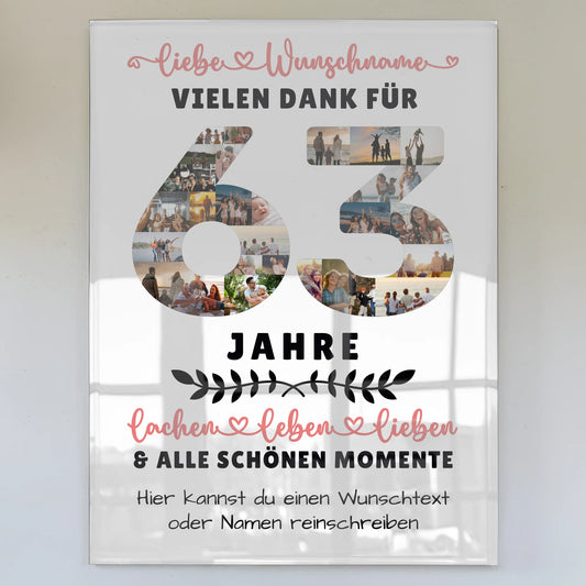 Acrylglas Wandbild Personalisiert 63 Geburtstag Für Bruder Schwester Mama & Papa