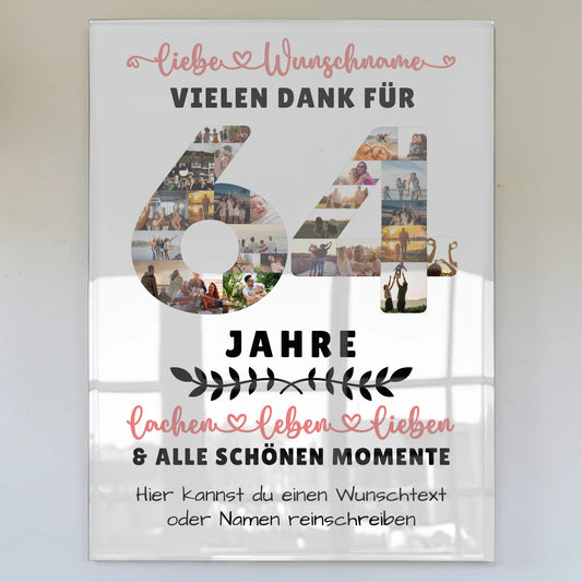 Personalisiertes Acrylglas Wandbild 64 Geburtstag Für Schwester Bruder Mama & Papa