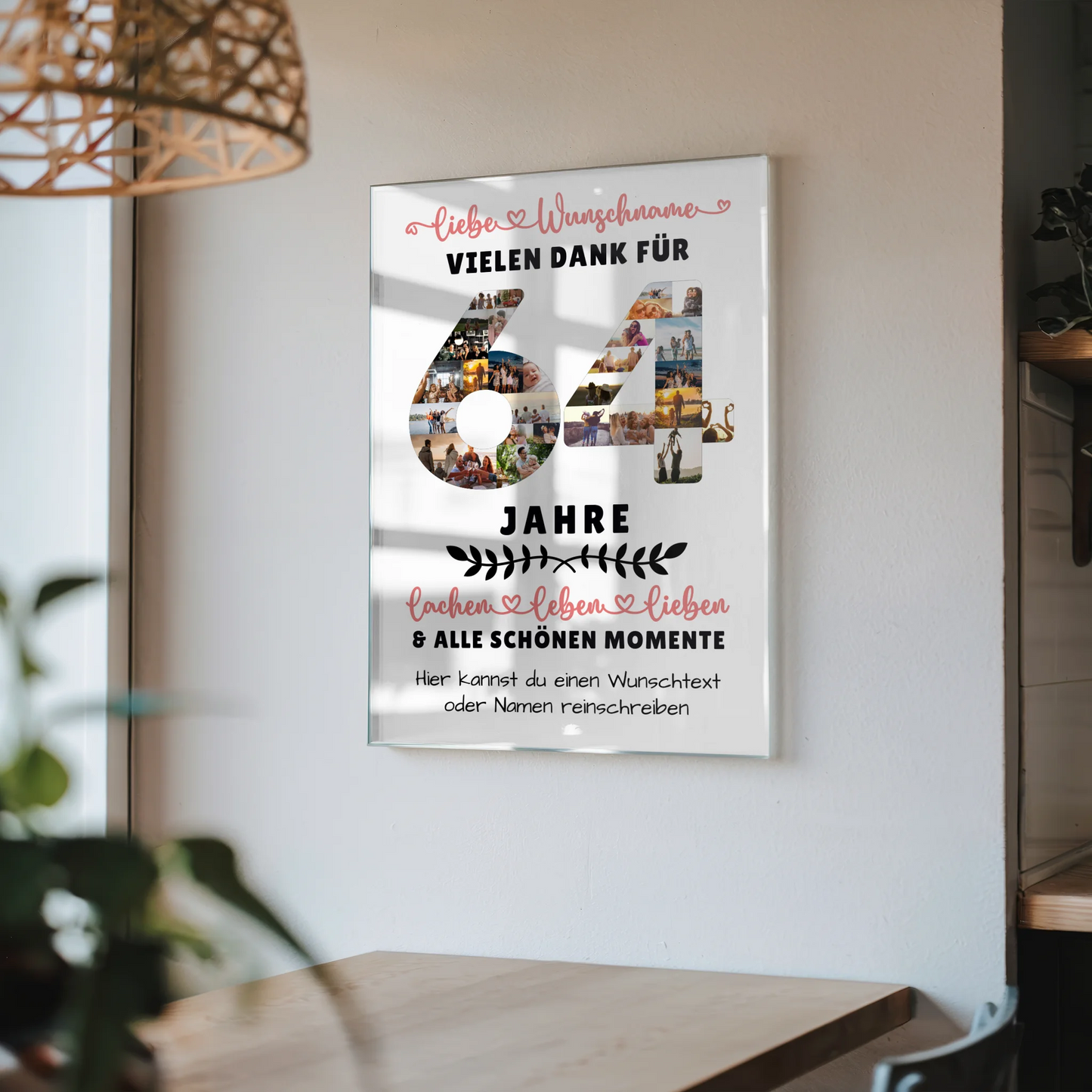 Personalisiertes Acrylglas Wandbild 64 Geburtstag Für Schwester Bruder Mama & Papa