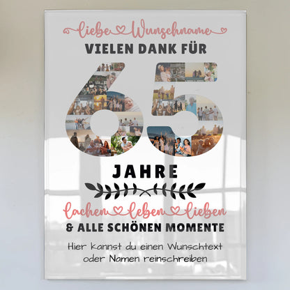 Personalisiertes Acrylglasbild 65 Geburtstag Für Schwester Bruder Papa & Mama