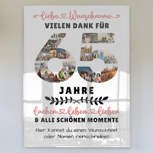 Personalisiertes Acrylglasbild 65 Geburtstag Für Schwester Bruder Papa & Mama