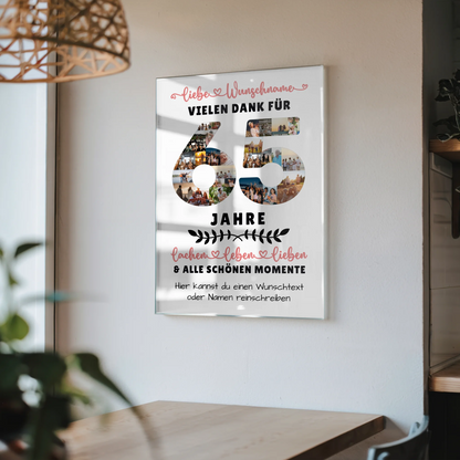 Personalisiertes Acrylglasbild 65 Geburtstag Für Schwester Bruder Papa & Mama