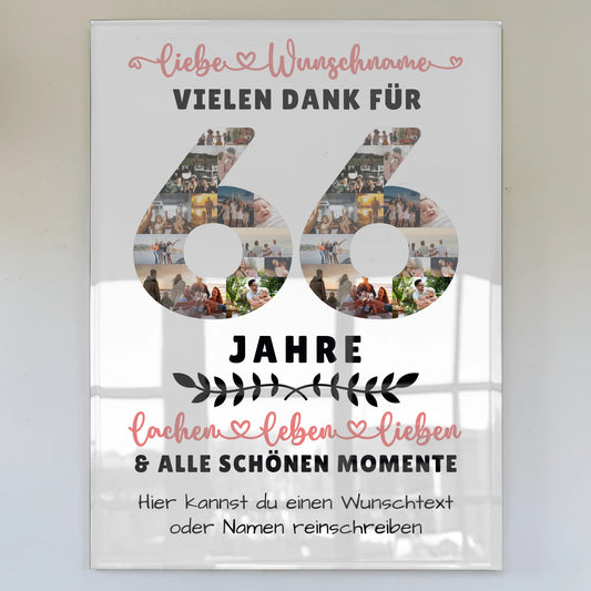 Personalisiertes Acrylglas Bild 66 Geburtstag Für Mama Papa Schwester & Bruder