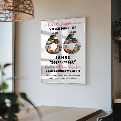 Personalisiertes Acrylglas Bild 66 Geburtstag Für Mama Papa Schwester & Bruder