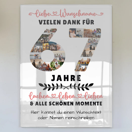 Acrylglasbild Personalisiert 67 Geburtstag Für Papa Mama Schwester & Bruder