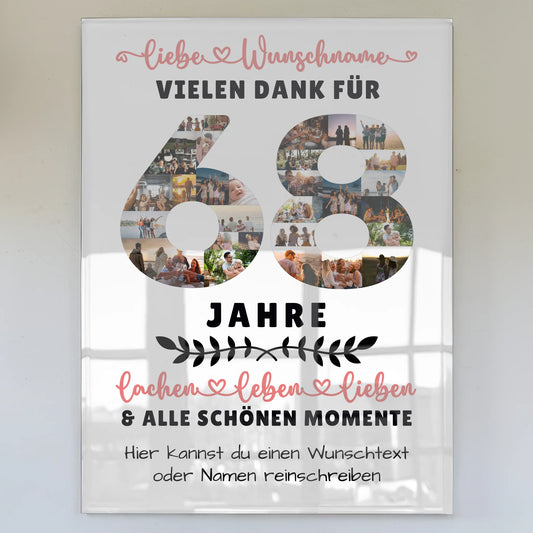 Acrylglas Bild Personalisiert 68 Geburtstag Für Papa Mama Bruder & Schwester