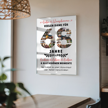 Acrylglas Bild Personalisiert 68 Geburtstag Für Papa Mama Bruder & Schwester