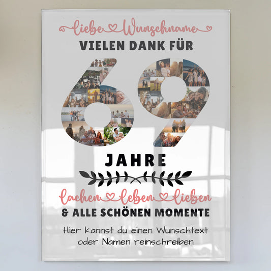 Acrylglas Wandbild Personalisiert 69 Geburtstag Für Mama Papa Oma & Opa