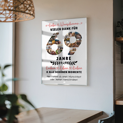 Acrylglas Wandbild Personalisiert 69 Geburtstag Für Mama Papa Oma & Opa
