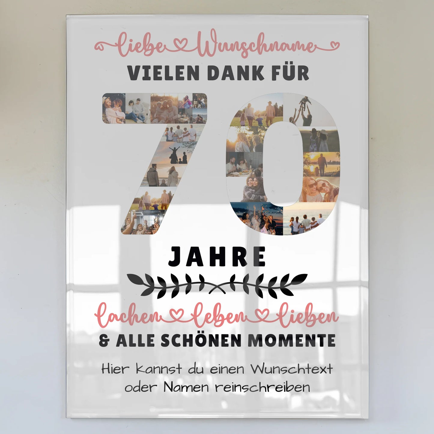 Personalisiertes Acrylglas Wandbild 70 Geburtstag Für Papa Mama Oma & Opa