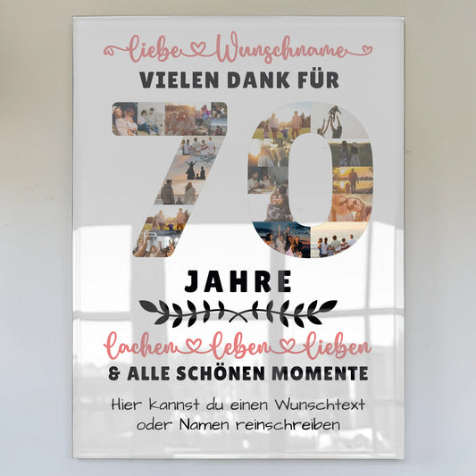 Personalisiertes Acrylglas Wandbild 70 Geburtstag Für Papa Mama Oma & Opa