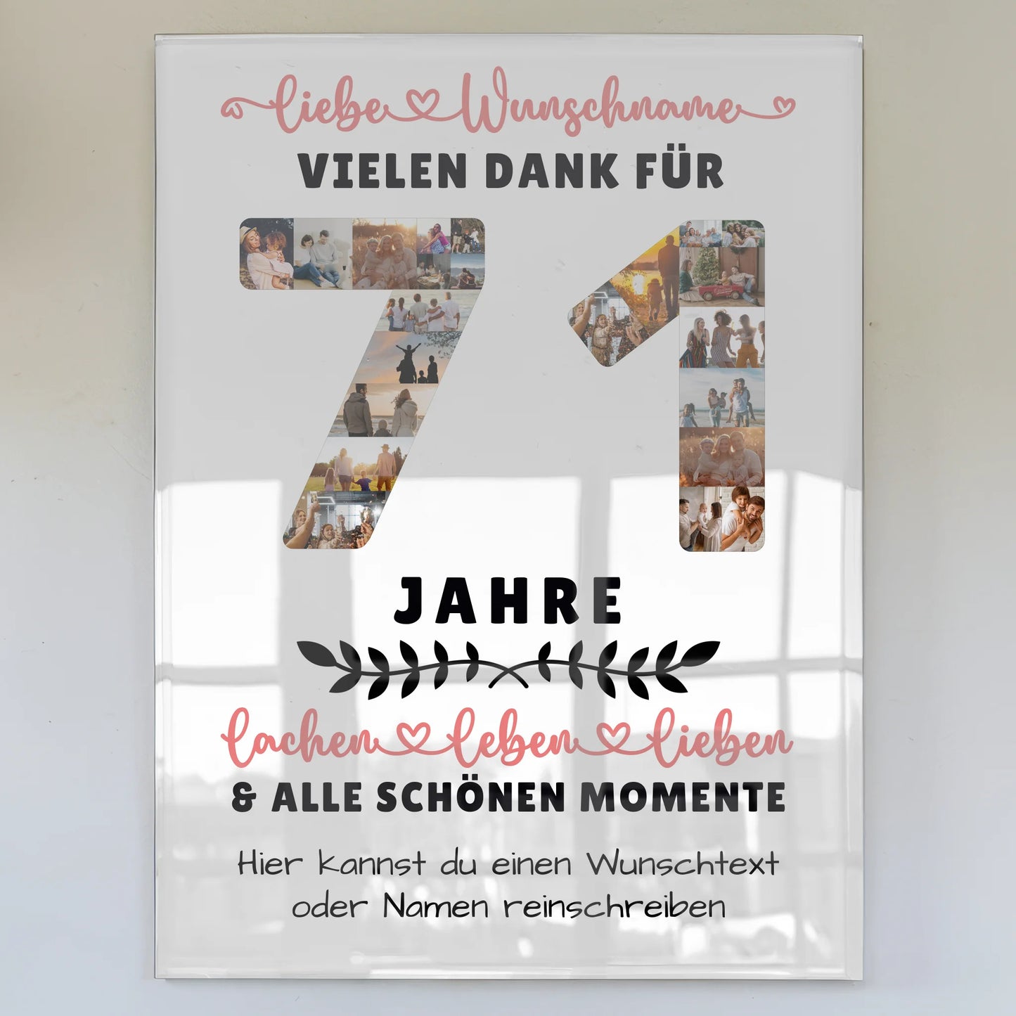 Personalisiertes Acrylglasbild 71 Geburtstag Für Mama Papa Oma & Opa
