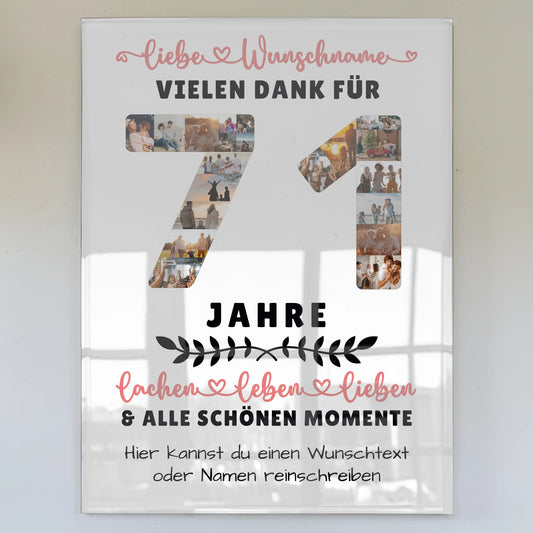 Personalisiertes Acrylglasbild 71 Geburtstag Für Mama Papa Oma & Opa
