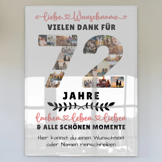 Personalisiertes Acrylglas Bild 72 Geburtstag Für Papa Mama Oma & Opa