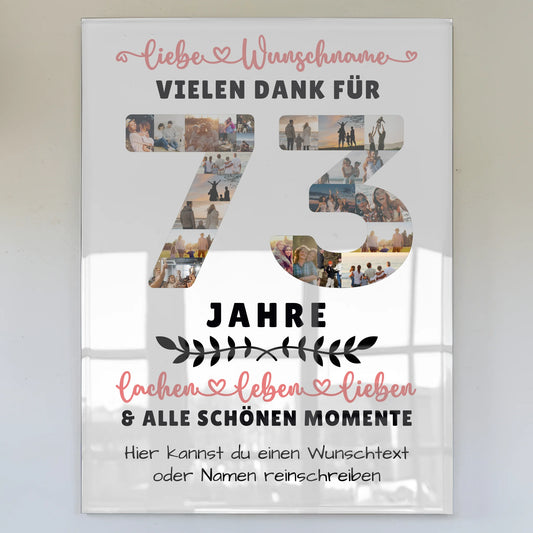Acrylglasbild Personalisiert 73 Geburtstag Für Mama Papa Oma & Opa