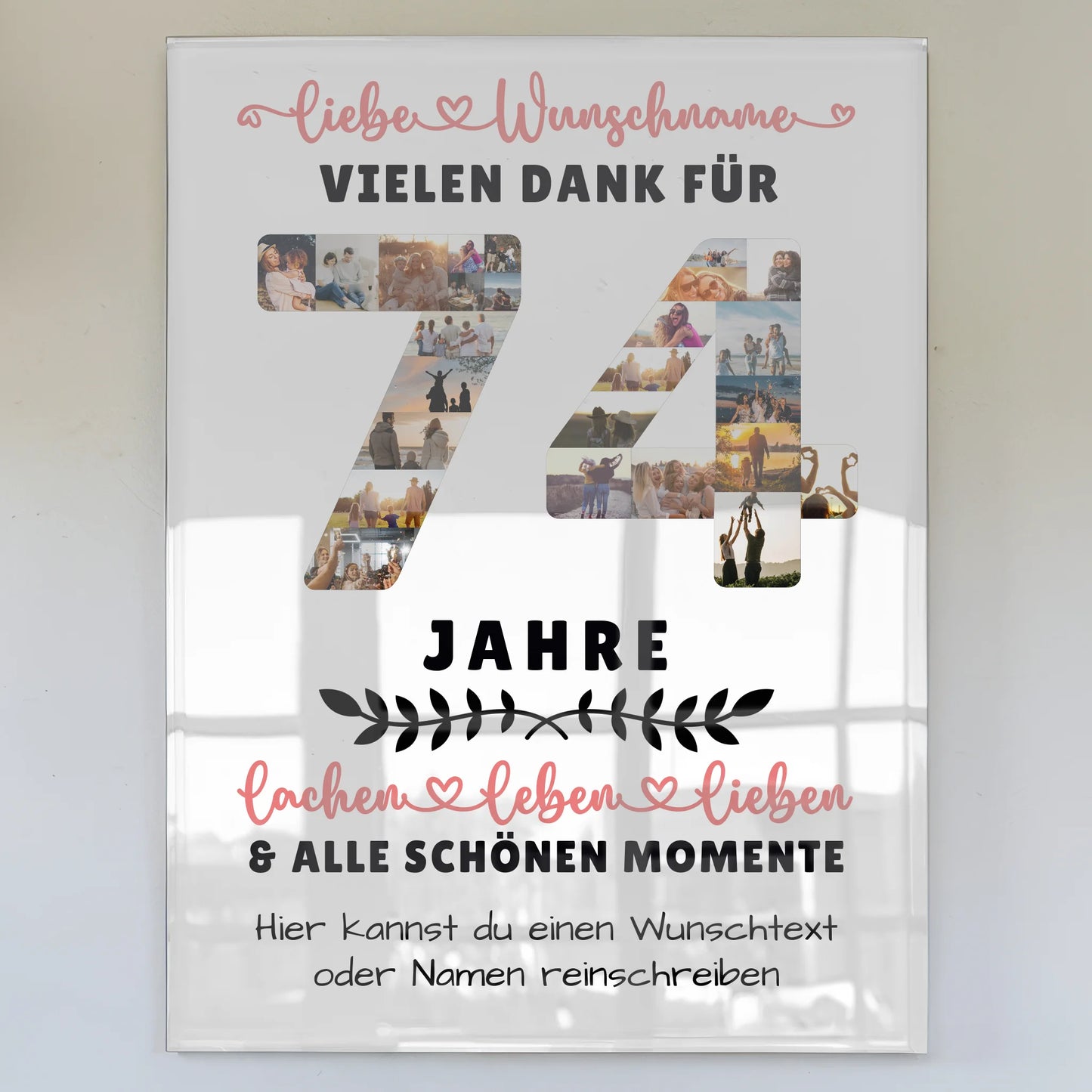 Acrylglas Bild Personalisiert 74 Geburtstag Für Papa Mama Oma & Opa
