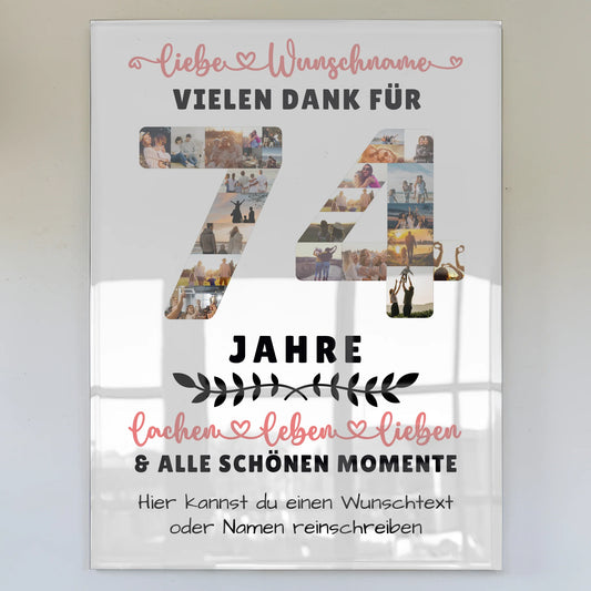 Acrylglas Bild Personalisiert 74 Geburtstag Für Papa Mama Oma & Opa