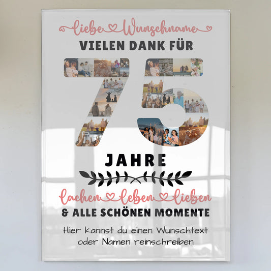 Acrylglas Wandbild Personalisiert 75 Geburtstag Für Mama Papa Oma & Opa
