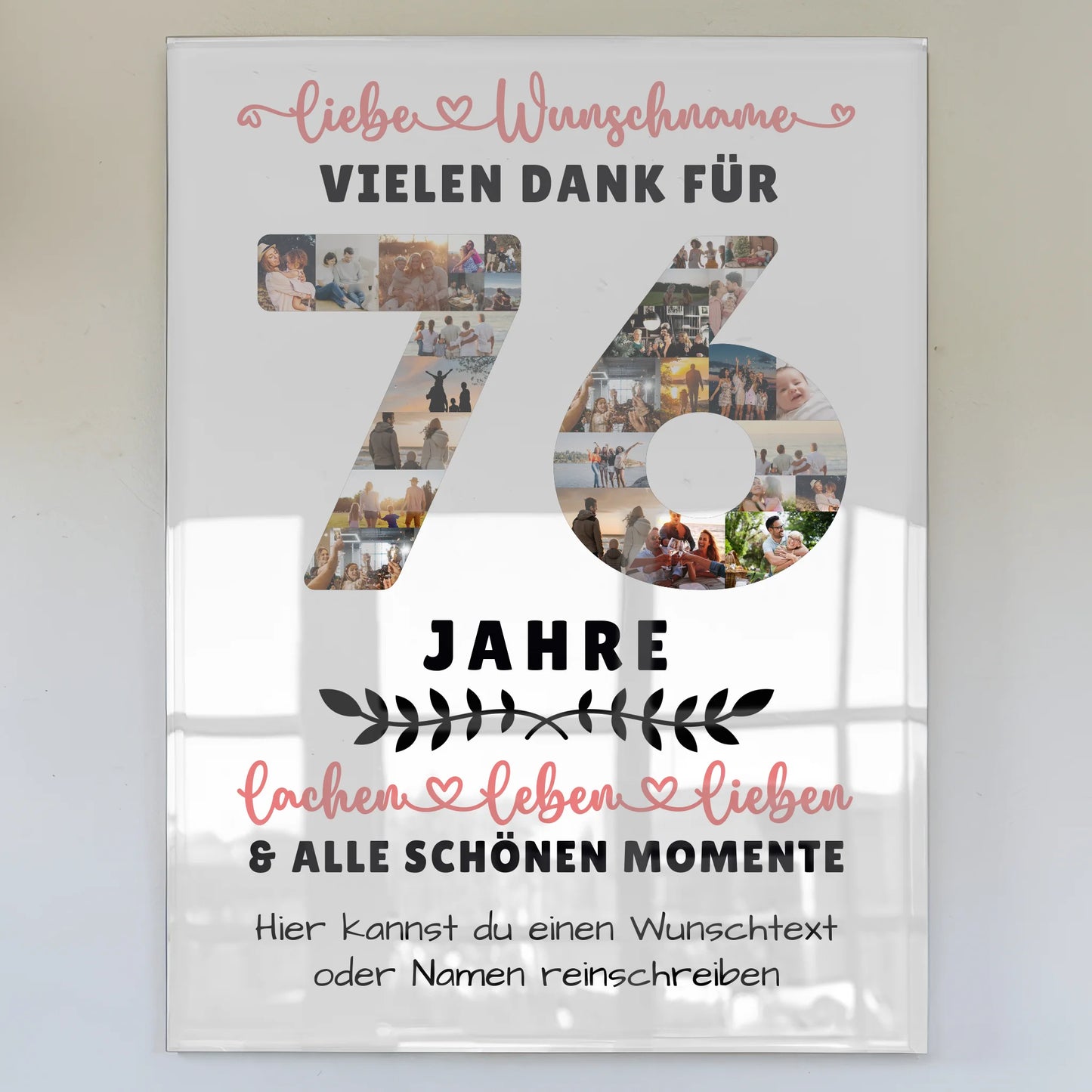 Personalisiertes Acrylglas Wandbild 76 Geburtstag Für Papa Mama Oma & Opa