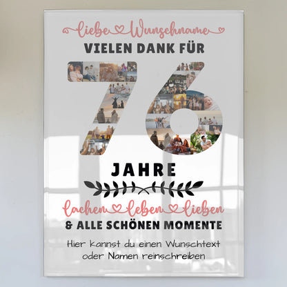 Personalisiertes Acrylglas Wandbild 76 Geburtstag Für Papa Mama Oma & Opa