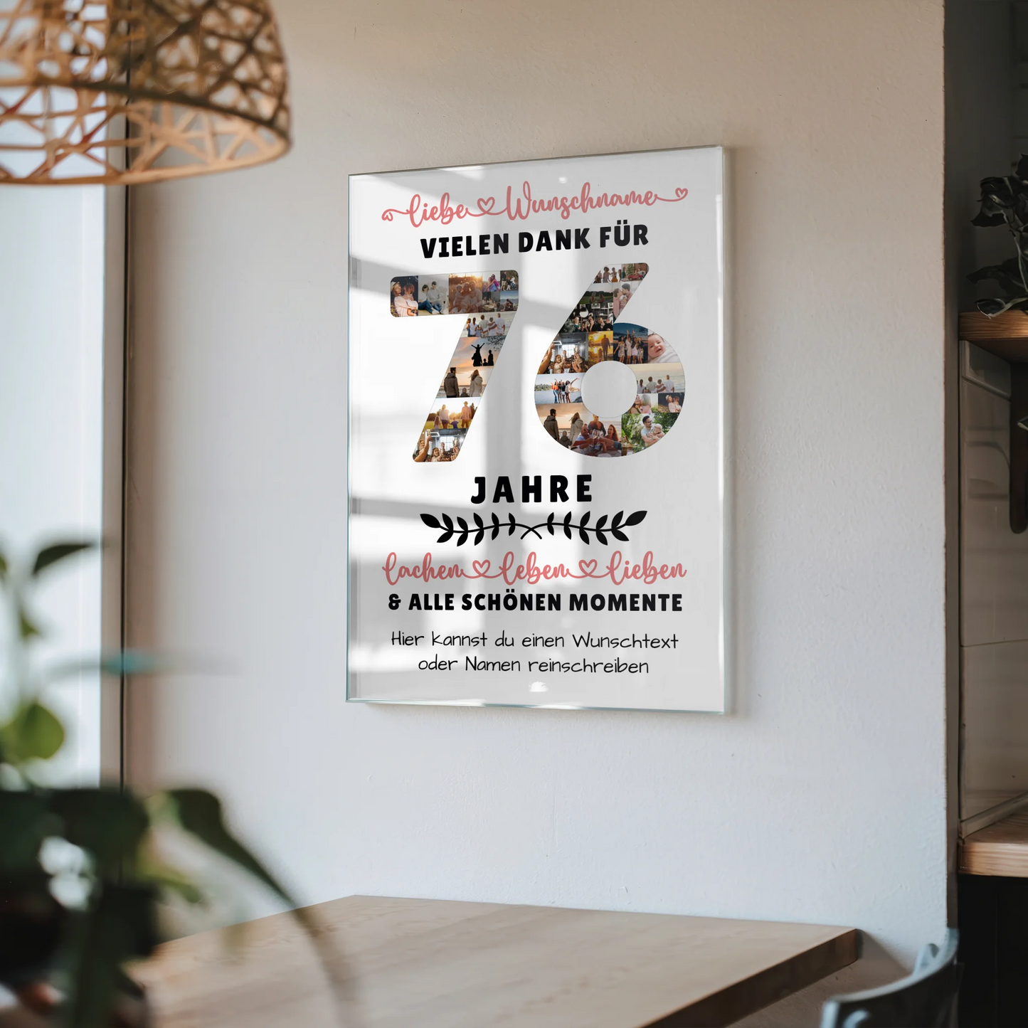 Personalisiertes Acrylglas Wandbild 76 Geburtstag Für Papa Mama Oma & Opa