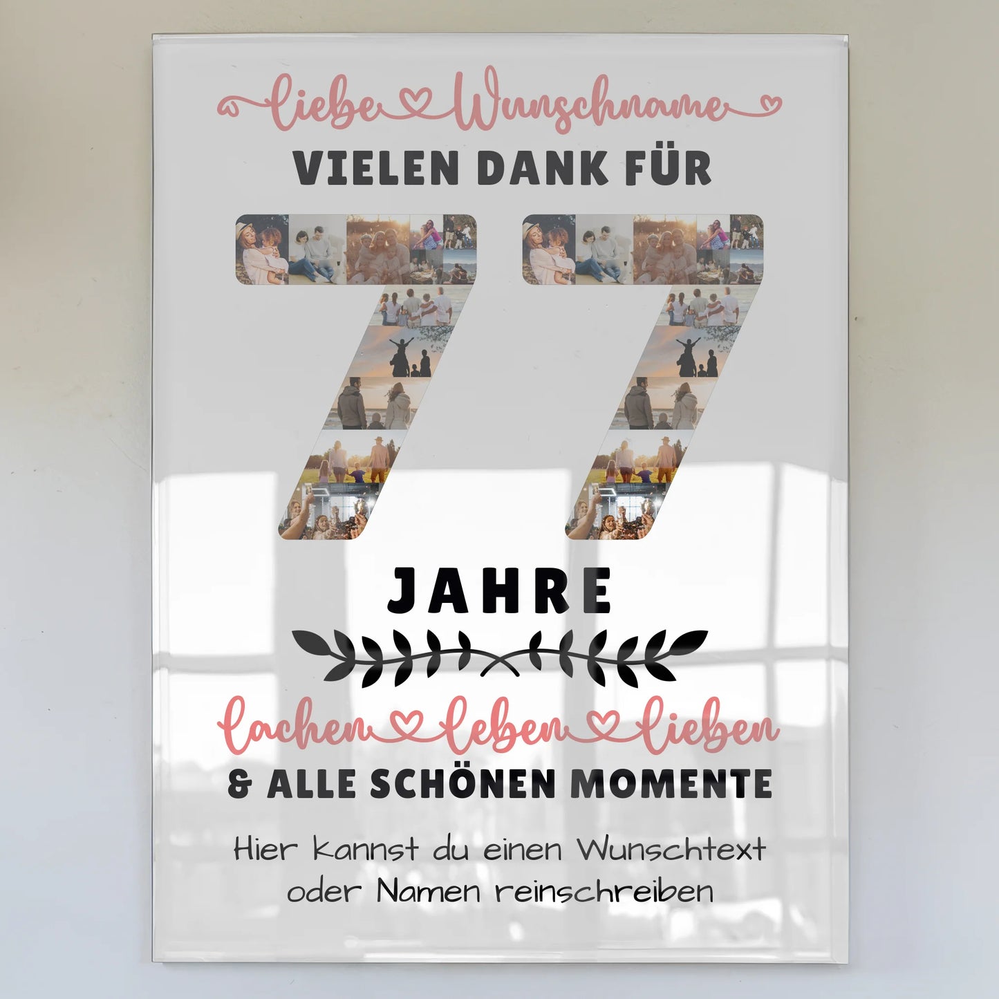 Personalisiertes Acrylglasbild 77 Geburtstag Für Mama Papa Oma & Opa