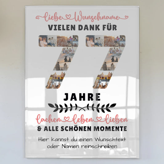 Personalisiertes Acrylglasbild 77 Geburtstag Für Mama Papa Oma & Opa