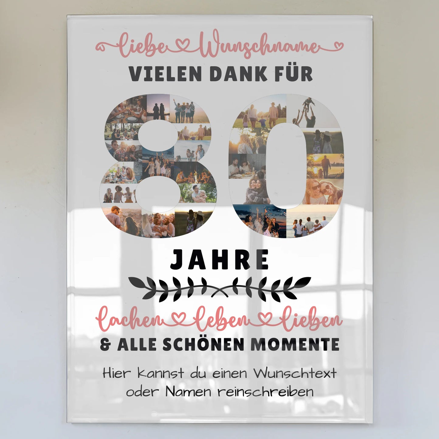 Acrylglas Bild Personalisiert 80 Geburtstag Für Oma Opa Mama & Papa