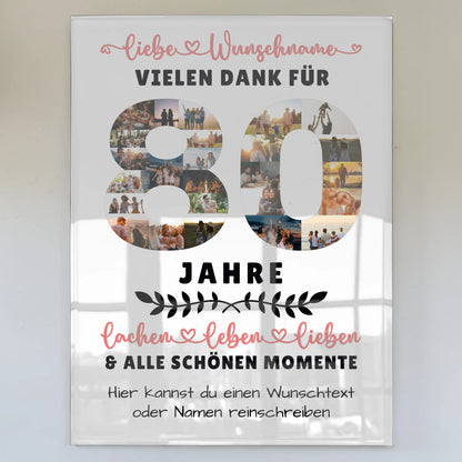 Acrylglas Bild Personalisiert 80 Geburtstag Für Oma Opa Mama & Papa