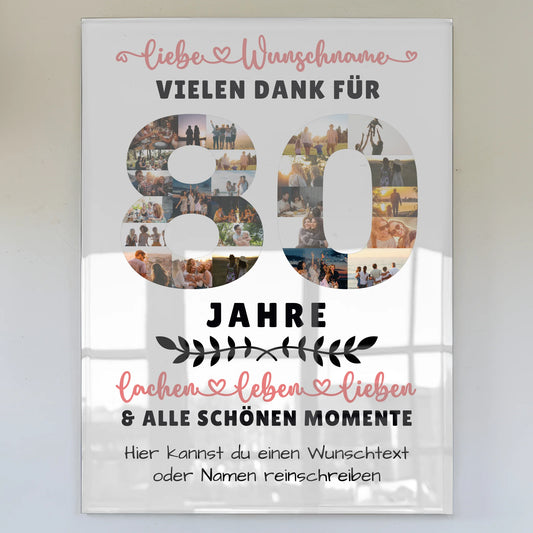Acrylglas Bild Personalisiert 80 Geburtstag Für Oma Opa Mama & Papa