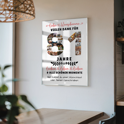Acrylglas Wandbild Personalisiert 81 Geburtstag Für Opa Oma Mama & Papa