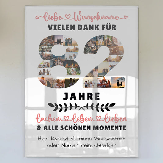 Personalisiertes Acrylglas Wandbild 82 Geburtstag Für Oma Opa Papa & Mama