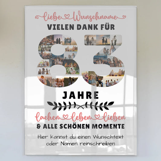 Personalisiertes Acrylglasbild 83 Geburtstag Für Opa Oma Papa & Mama