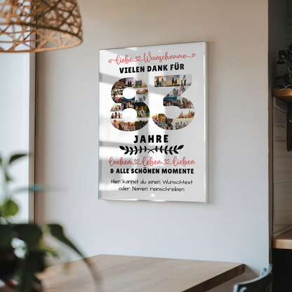 Personalisiertes Acrylglasbild 83 Geburtstag Für Opa Oma Papa & Mama