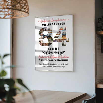 Personalisiertes Acrylglas Bild 84 Geburtstag Für Oma Opa Mama & Papa