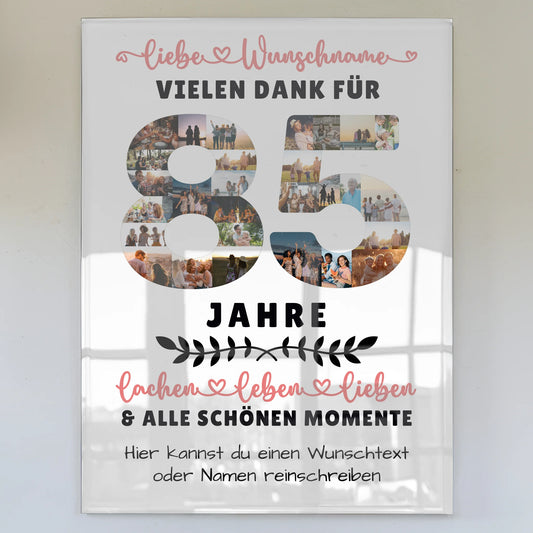 Acrylglasbild Personalisiert 85 Geburtstag Für Opa Oma Mama & Papa