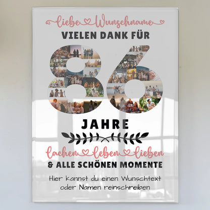 Acrylglas Bild Personalisiert 86 Geburtstag Für Oma Opa Papa & Mama