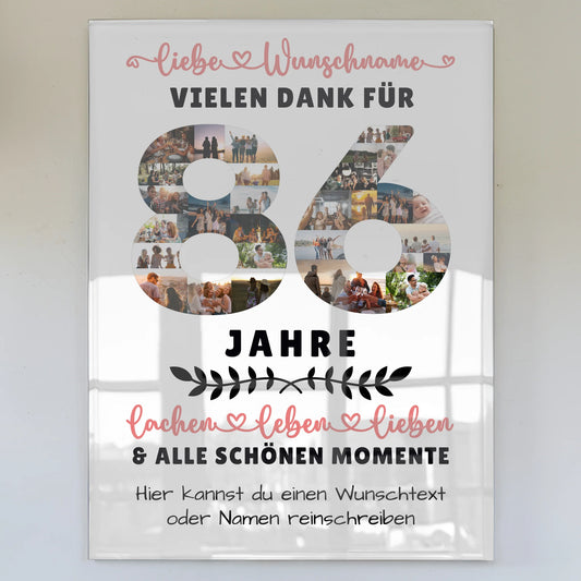 Acrylglas Bild Personalisiert 86 Geburtstag Für Oma Opa Papa & Mama