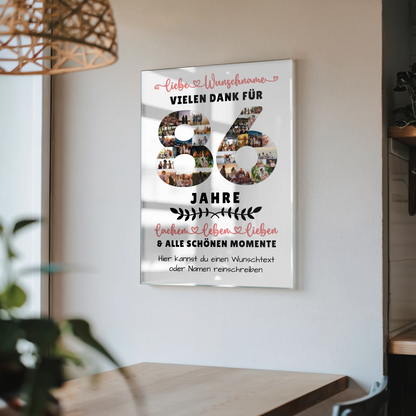 Acrylglas Bild Personalisiert 86 Geburtstag Für Oma Opa Papa & Mama