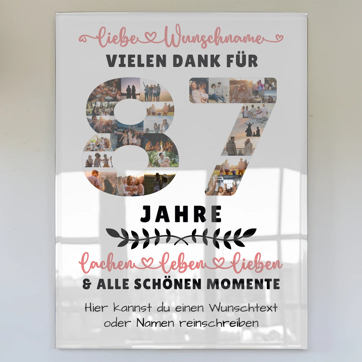 Acrylglas Wandbild Personalisiert 87 Geburtstag Für Opa Oma Papa & Mama