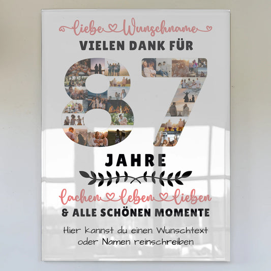Acrylglas Wandbild Personalisiert 87 Geburtstag Für Opa Oma Papa & Mama