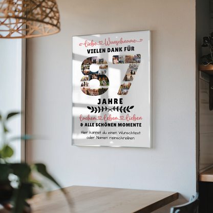Acrylglas Wandbild Personalisiert 87 Geburtstag Für Opa Oma Papa & Mama