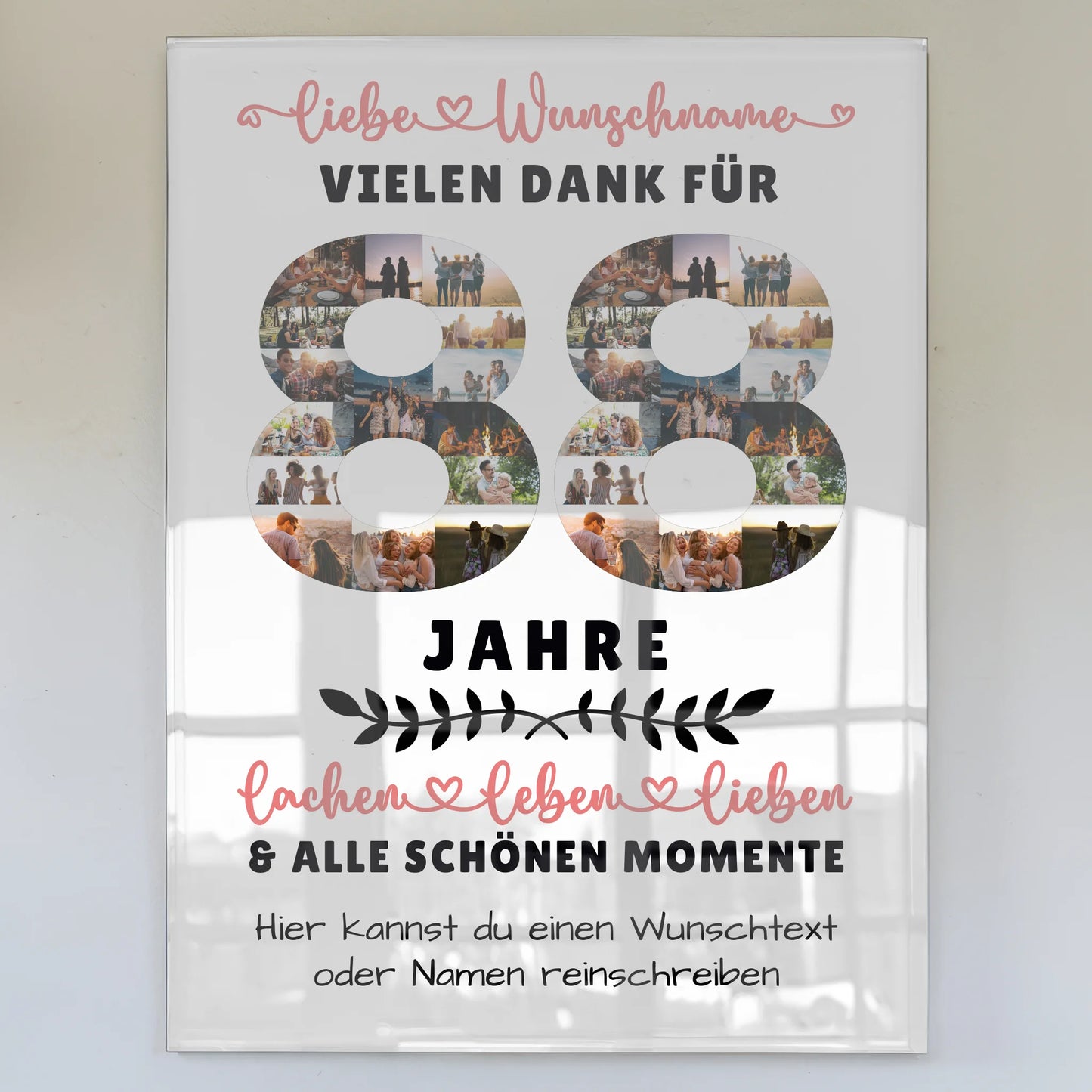Personalisiertes Acrylglas Wandbild 88 Geburtstag Für Oma Opa Mama & Papa