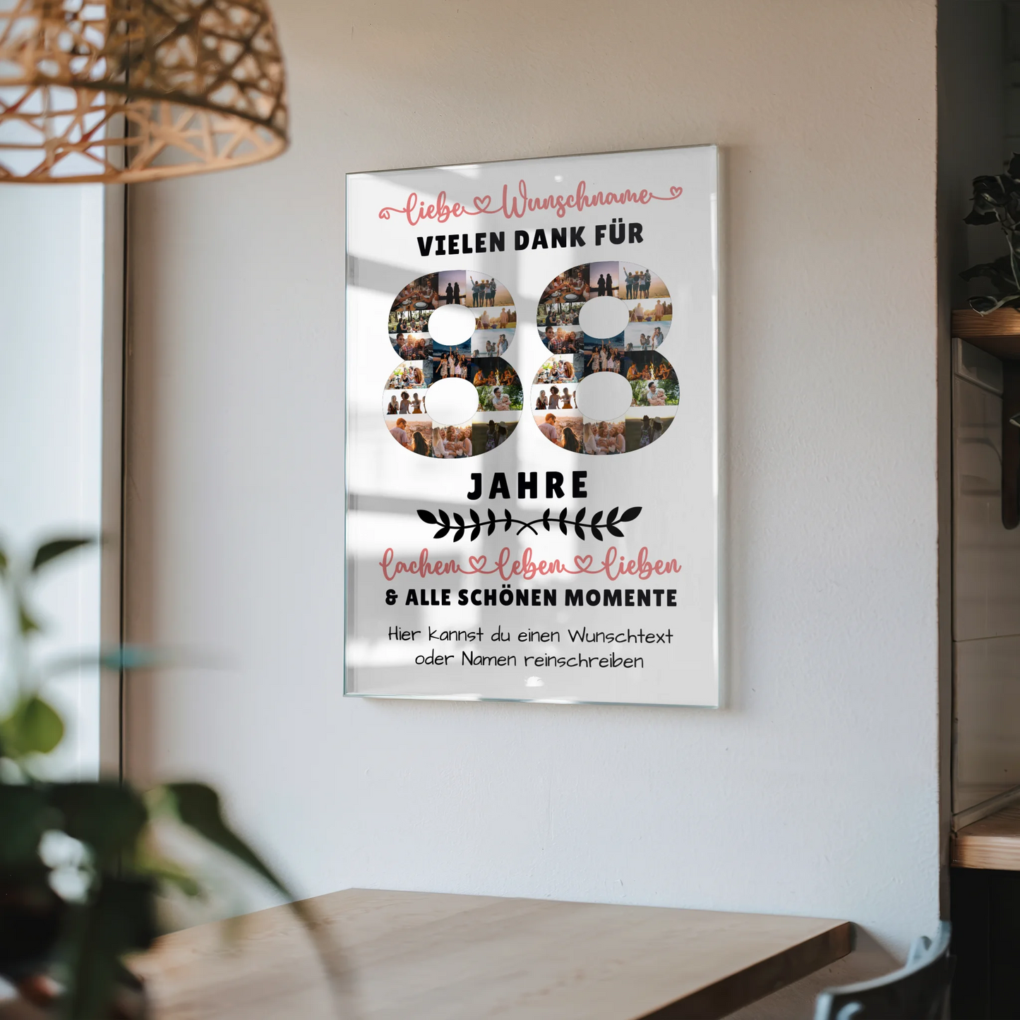 Personalisiertes Acrylglas Wandbild 88 Geburtstag Für Oma Opa Mama & Papa