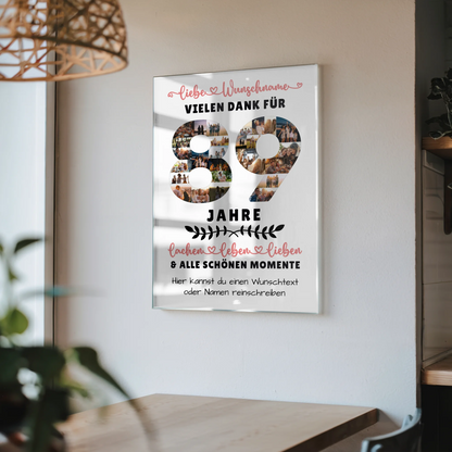 Personalisiertes Acrylglasbild 89 Geburtstag Für Opa Oma Mama & Papa